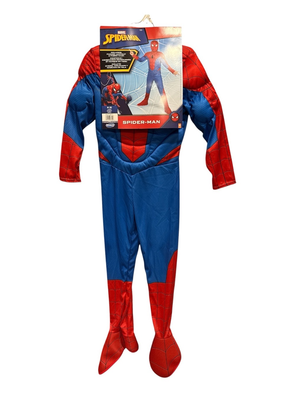 Marvel Boys' Avengers Spider-Man Padded Jumpsuit Costume w Fabric Mask Size M(8)